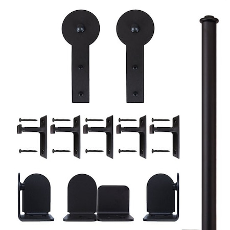 Quiet Glide Black 72" Round Stick Sliding Door Hardware QG.1300.RS.08